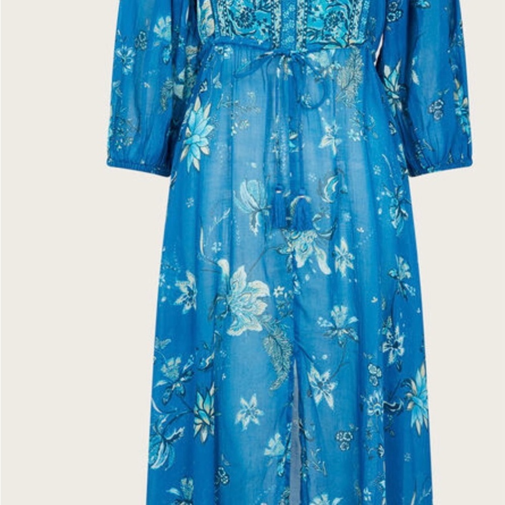 Monsoon- Gauzy blue vacation dress/cover up- L